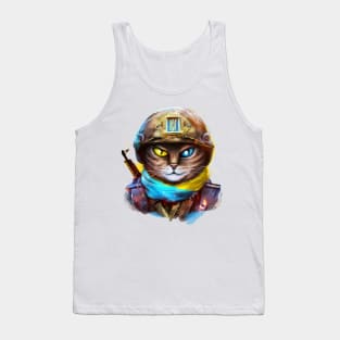 Cat Ukrainian Soldier Tank Top